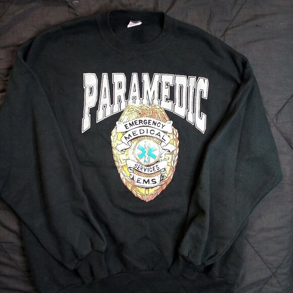 Vintage 90s Paramedic EMS Spell Out Emblem Crewneck Sweatshirt - Picture 2 of 6